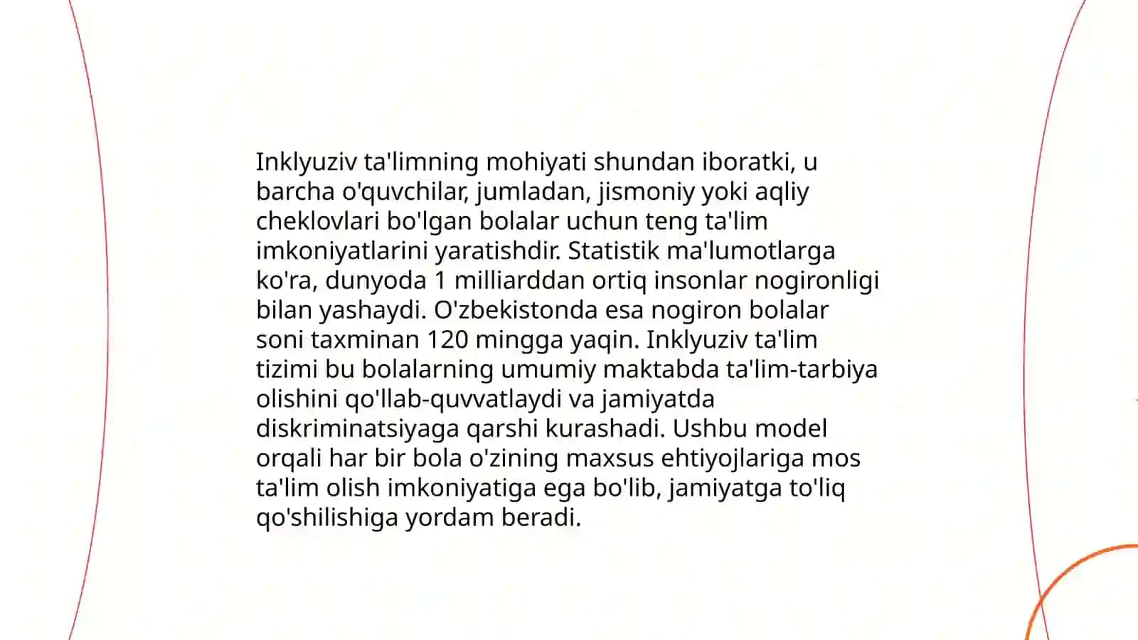 Alohida yordamga muhtoj shaxslarni inklyuziv talim konseptsiyasining mohiyati va asosiy qoidalari 4
