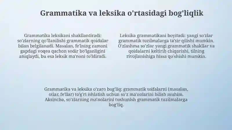 Grammatika va lug'atni o'rgatish 4