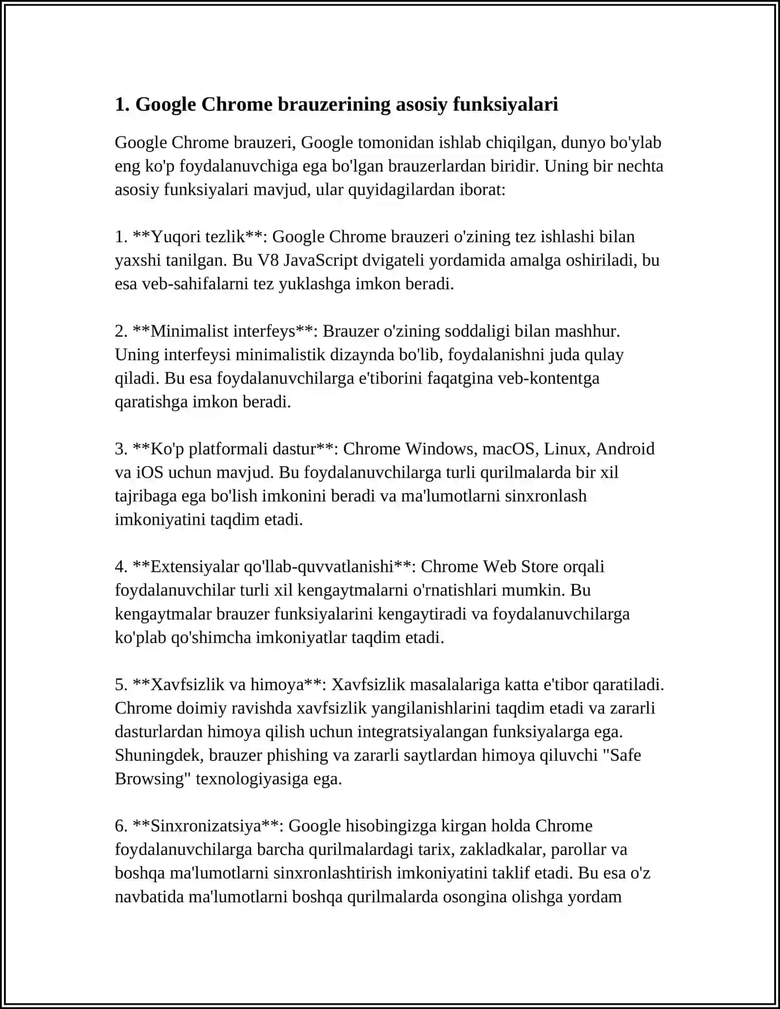Mavzu: 20- GOOGLE CHROME BRAUZERIDA SOHAGA OID AXBOROTLAR BILAN ISHLASH 4