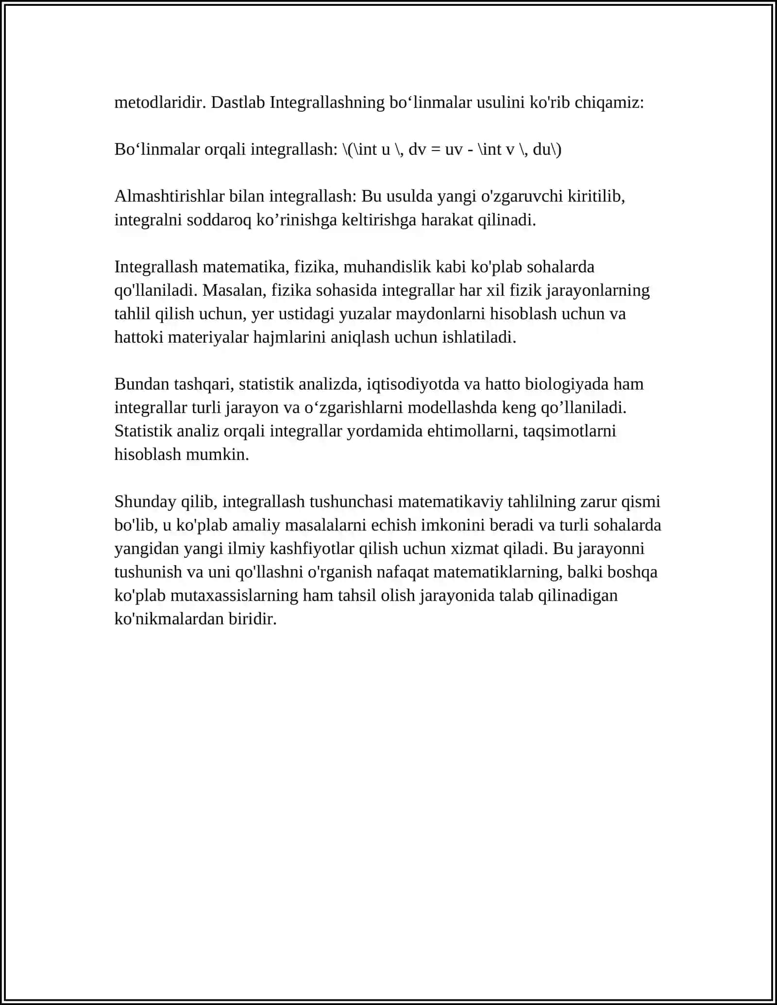 INTEGRALLASH USULLARI 4