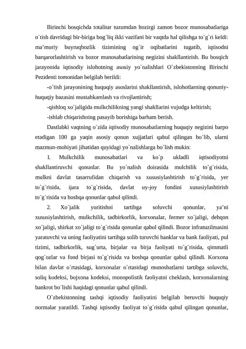 Mustaqillik yillarida O`zbekistondagi ijtimoiy-iqtisodiy taraqqiyot 4
