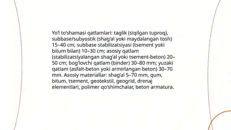 Harbiy avtomobil yo‘llaridagi harakat sharoiti, yo‘l to‘shamasi, ko‘priklar va kechuvlar 4