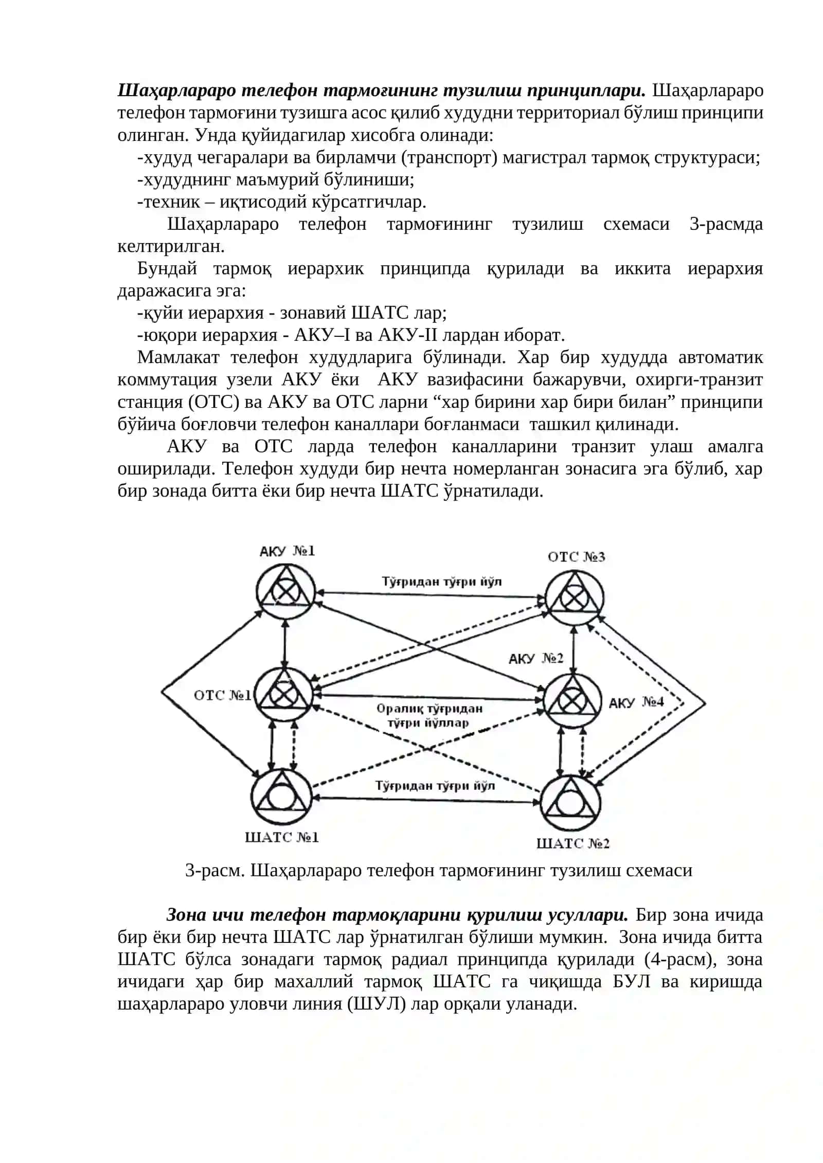 УМУМИЙ ФОЙДАЛАНИШ ТЕЛЕФОН ТАРМОҚЛАРИНИНГ ТУЗИЛИШ ПРИНЦИПЛАРИ 4