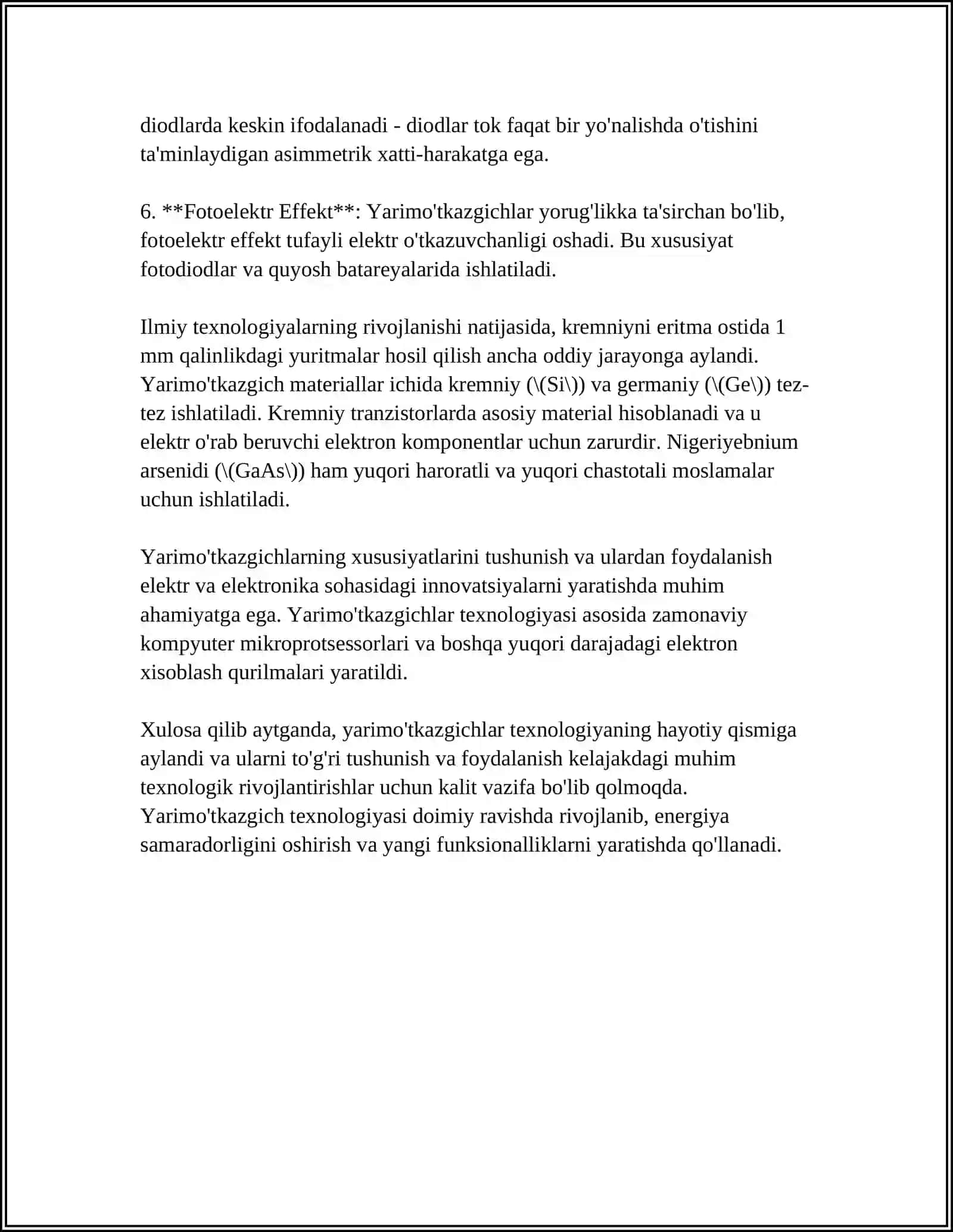 YARIMOʻTKAZGICHLARDA KOVAK (TESHIK) TUSHUNCHASI, FERMI SIRTI VA FERMI SATHI TUSHUNCHASI 4