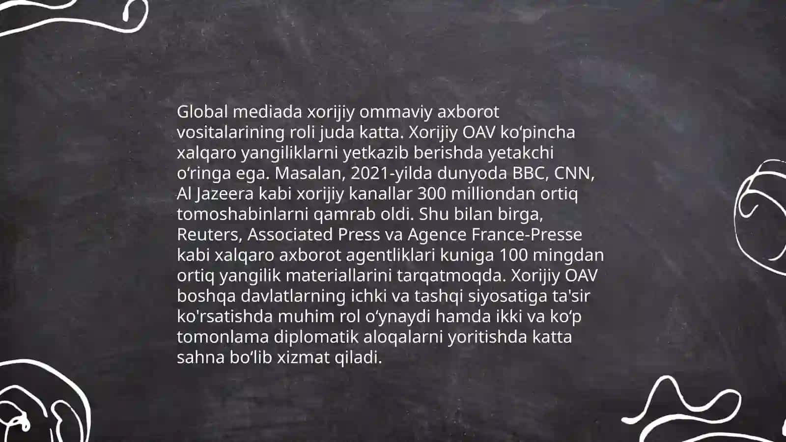 Xorijiy OAVning media makondagi o'rni Zarifova Sabrina 4