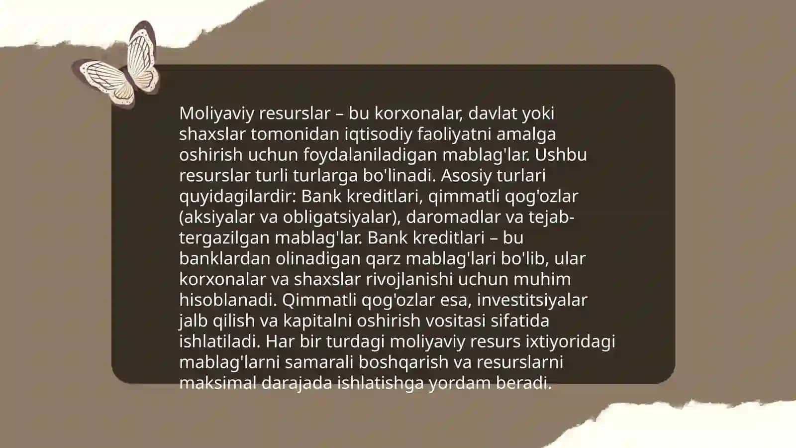 Korxonaning moliyaviy manbalari 4