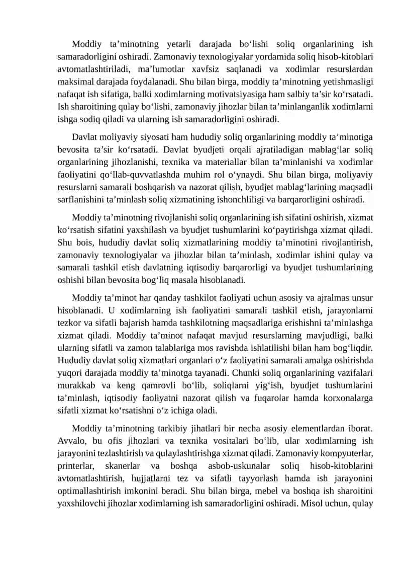 Hududiy davlat soliq xizmatilari organlarining moddiy ta'minoti 4