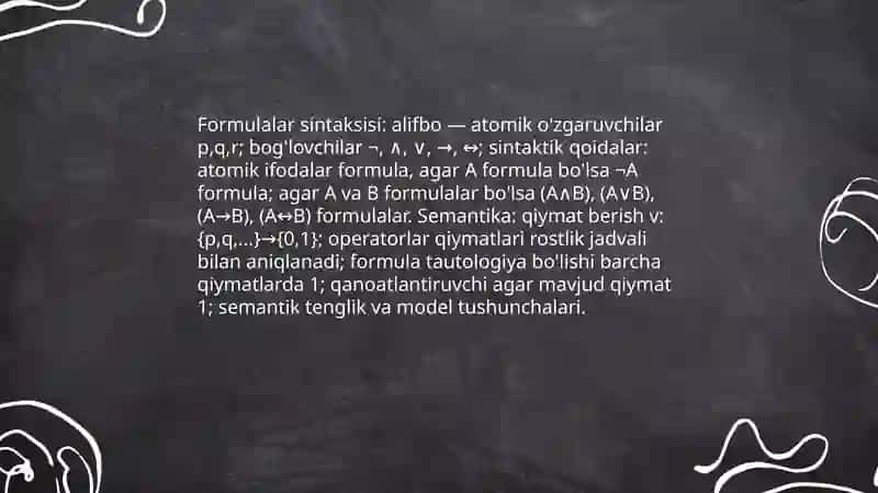 Mulohazalar algebrasining asosiy amallari va belgilari 4
