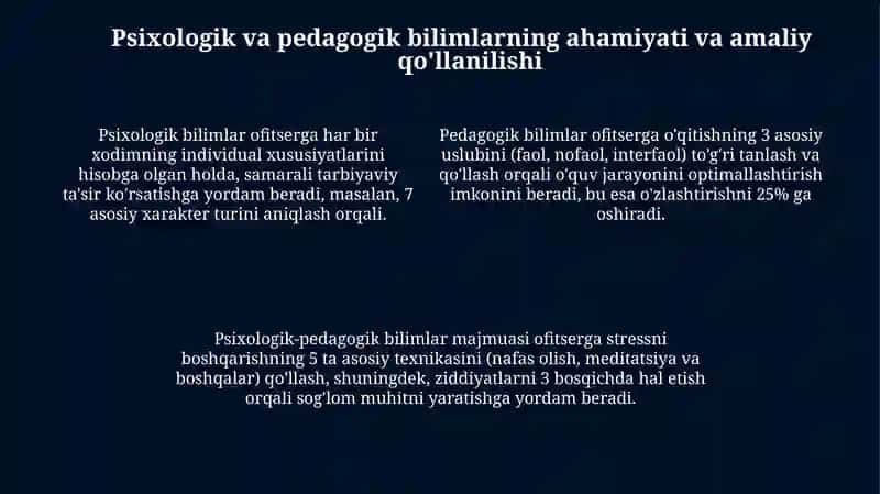 Ofitserning pedagogik mahorati uchun psixalogik-pedagogik tafakkuri 4