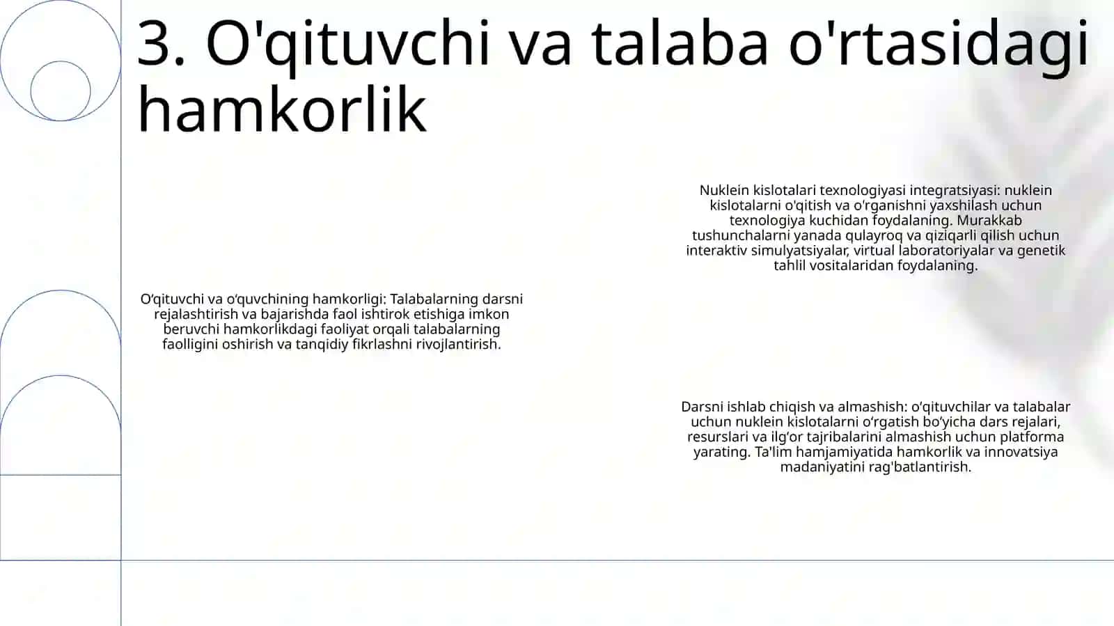 Nuklein Kislotalar Mavzusi BoʻYicha OʻQituvchi Va OʻQuvchi Hamkorligida OʻQitish Texnologiyasidan Foydalanib Dars Ishlanmalarini Ishlab Chiqish 4