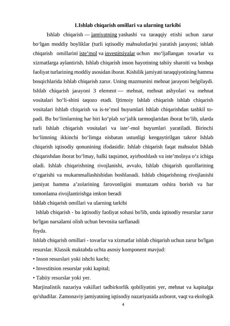 Ishlab chiqarish jarayoni va uning jarayoni 4