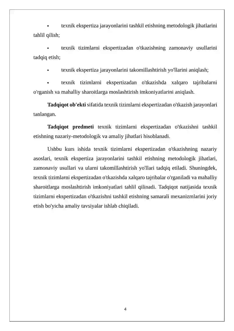 Texnik tizimni ekspertizadan o’tkazishni tashkil etish 4