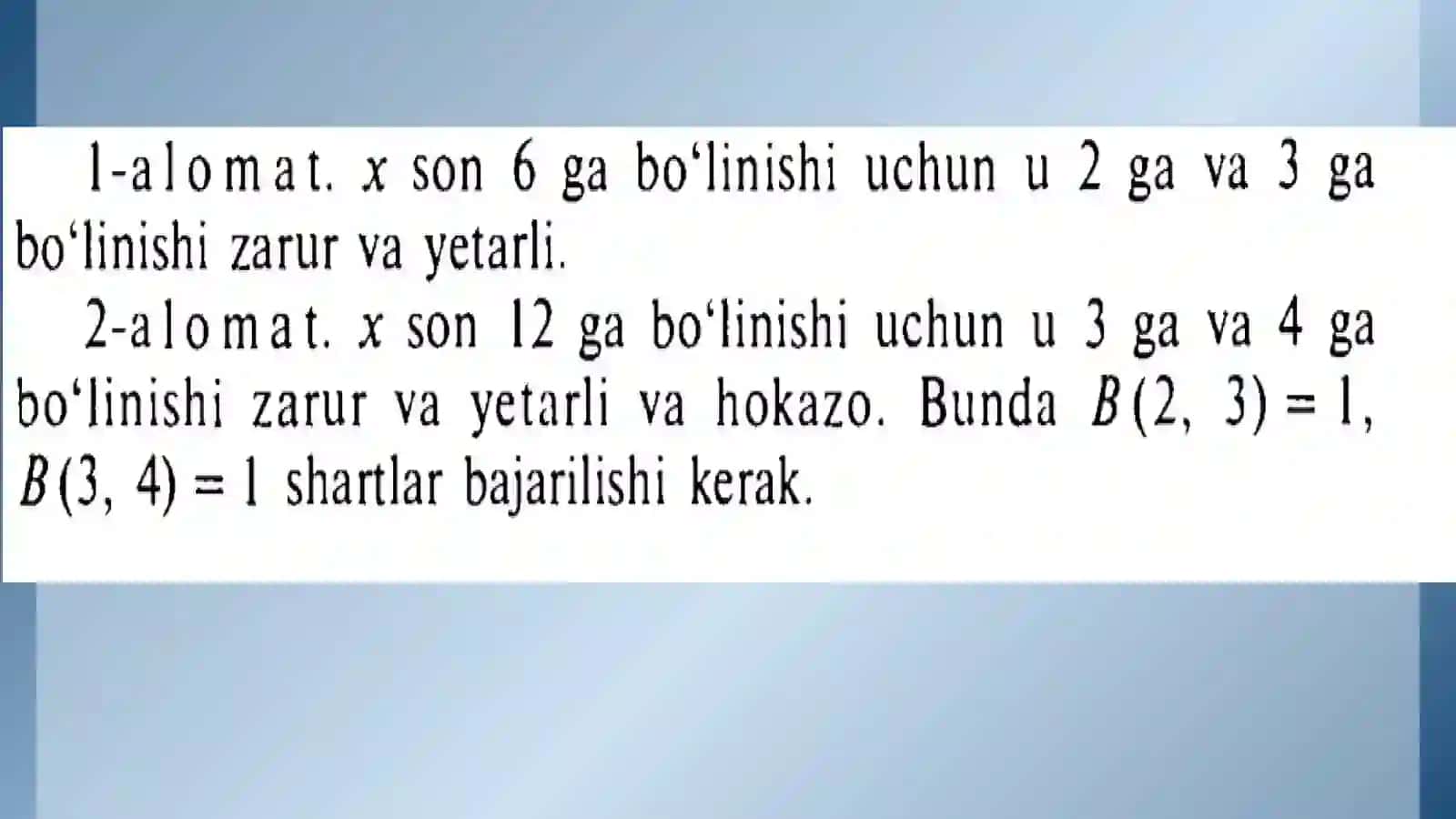 Tubvamurakkabsonlar.Eratosfeng‘alviri.Sonlarningengkichikumumiykarralisivaengkattaumumiybo‘luvchisi,ularningasosiyxossalarivatopish 4