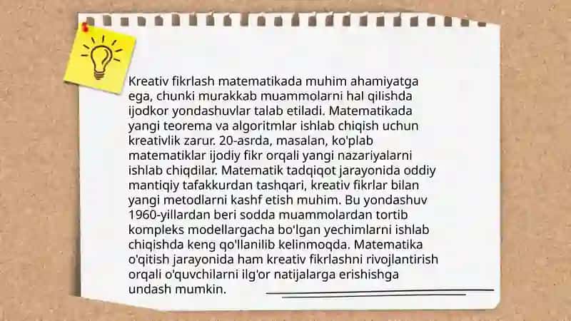 Matematika darslarida kreativ fikrlashni rivojlantirush metodikasi 4