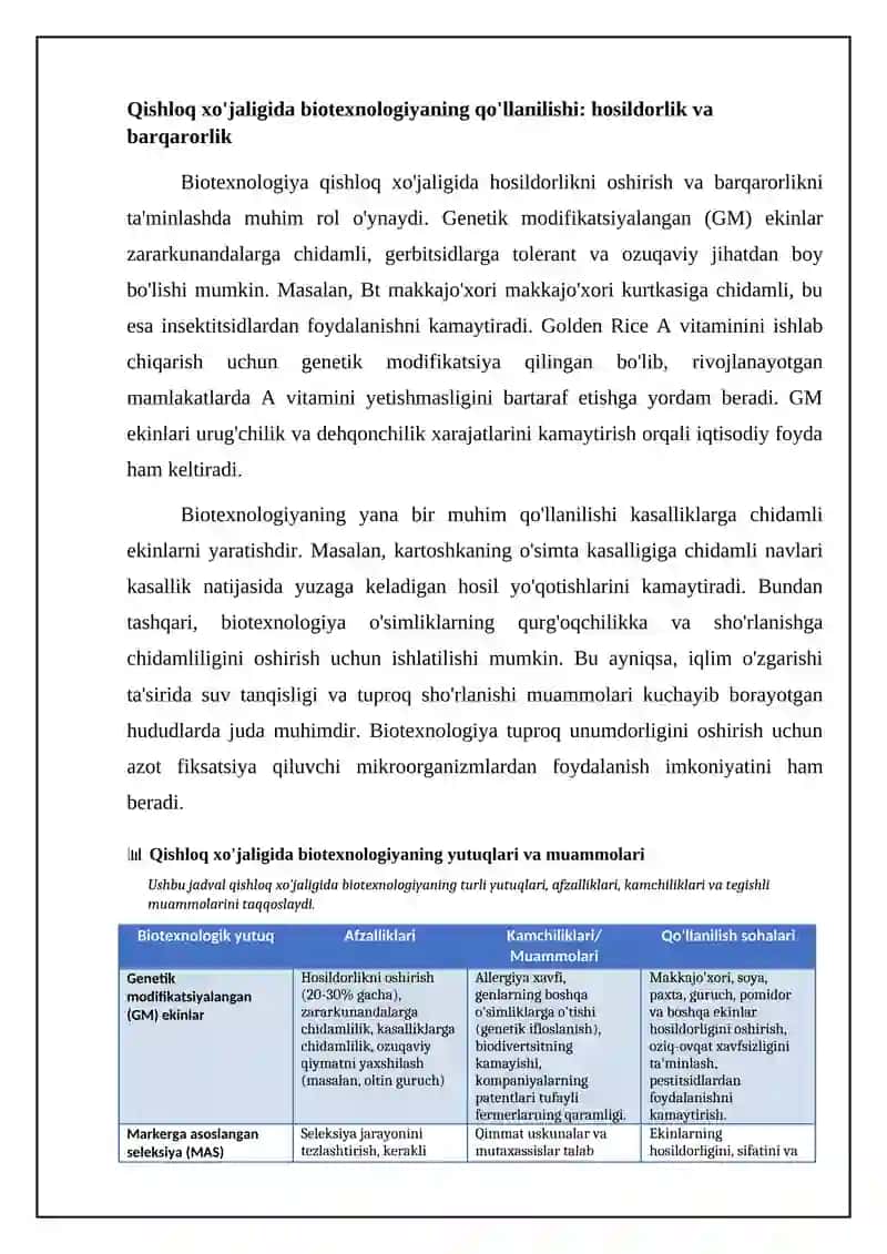 Biotexnologiyaning yutuqlari va muammolari 4