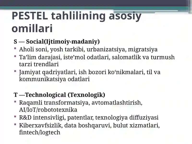 Korxonaning tashqi muhitini tahlil qilish 4