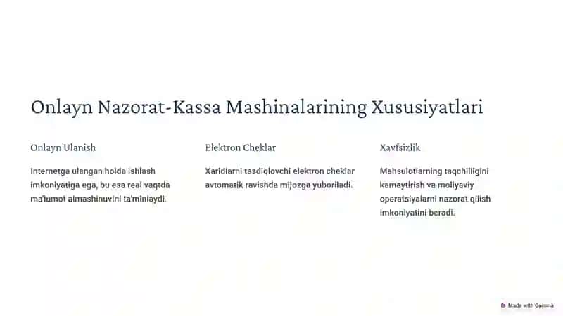 O‘zbekiston Respublikasi hududida foydalanishga ruxsat etilgan nazorat-kassa  mashinalari. 4