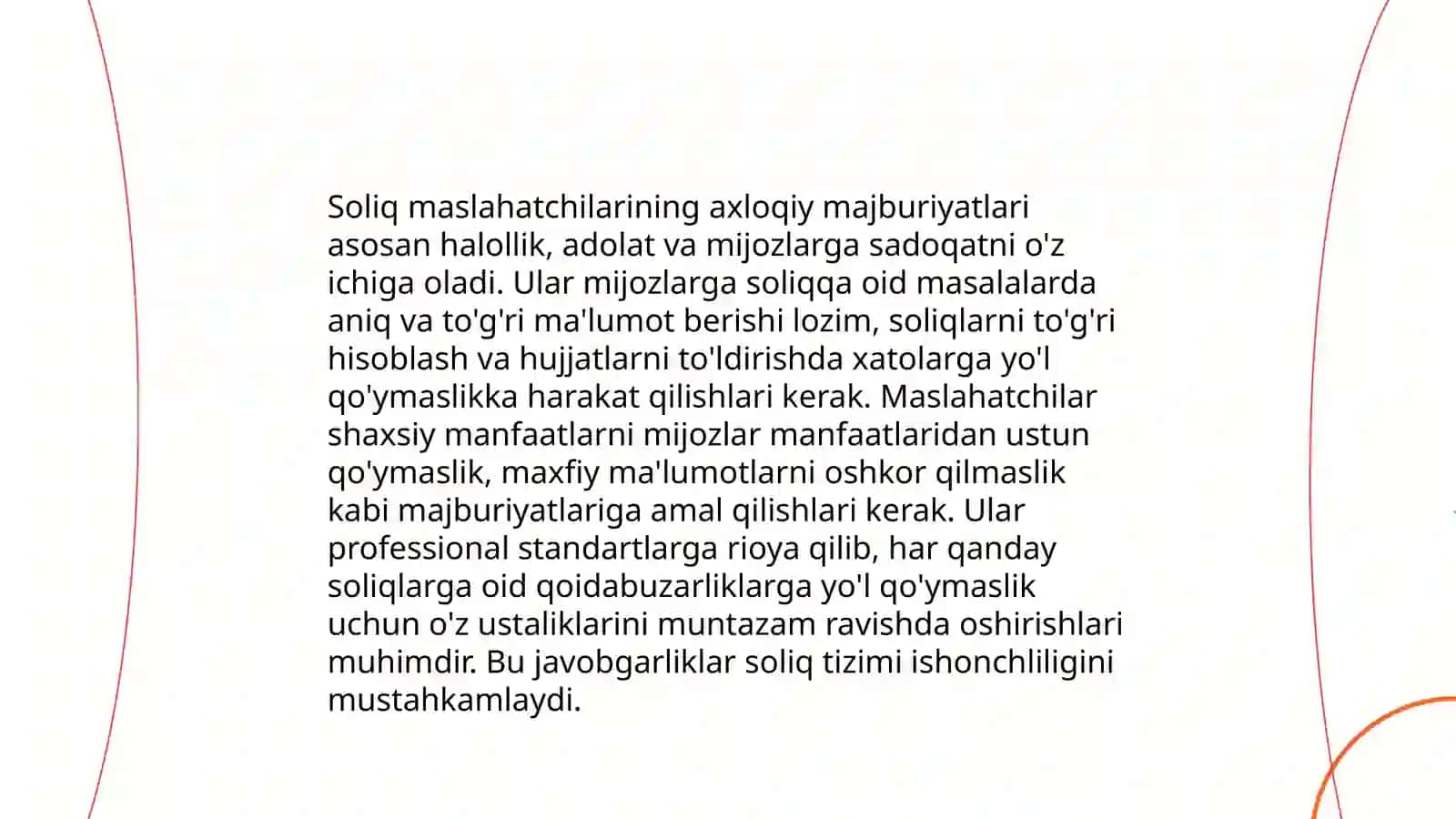 Soliq maslahatchilarining kasb etikasi va muomala madanyati 4
