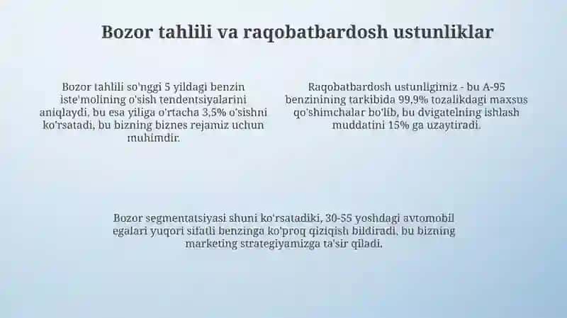 Biznes reja yaratish. Eng sifatli gaz markasi qanday aniqlanadi 4