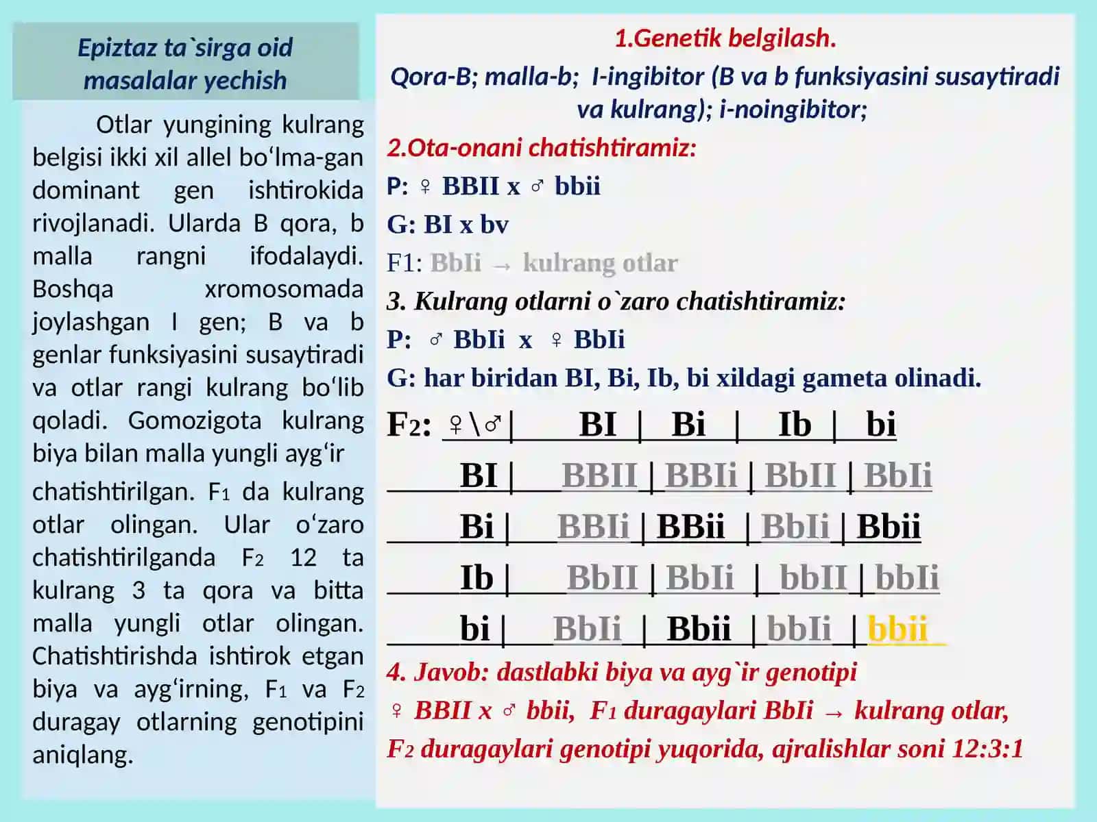 GENLARNING EPISTAZ TA`SIRIGA DOIR masala va misollar ishlash 4
