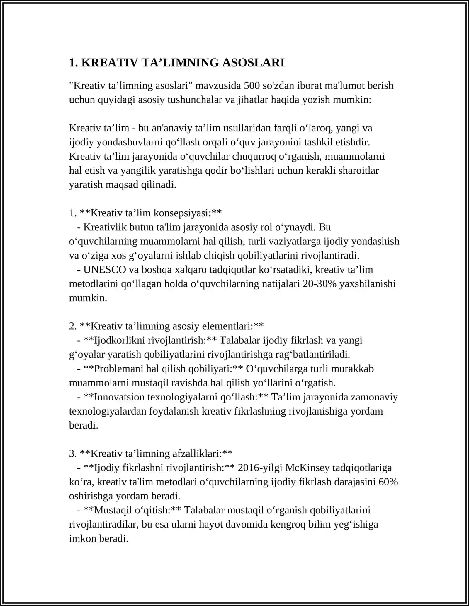 KREATIV TA’LIM MUHITINI SHAKLLANTIRISHNING PEDAGOGIK SHARTLARI 4