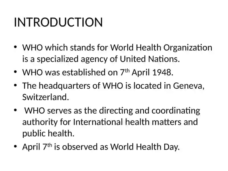 WORLD HEALTH ORGANIZATION(WHO) 4