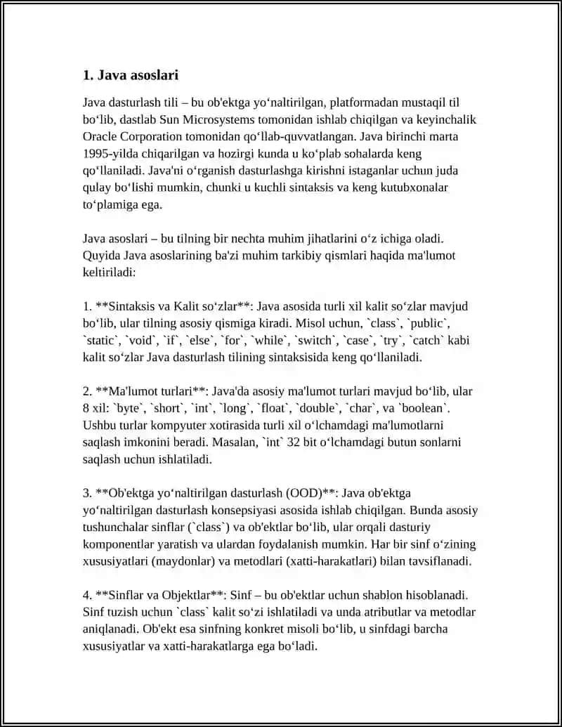 JAVA DASTURLASH TILI 4