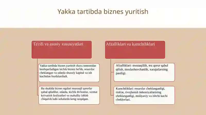 Biznes yuritishning asosiy shakllari afzalliklari va kamchiliklari 4