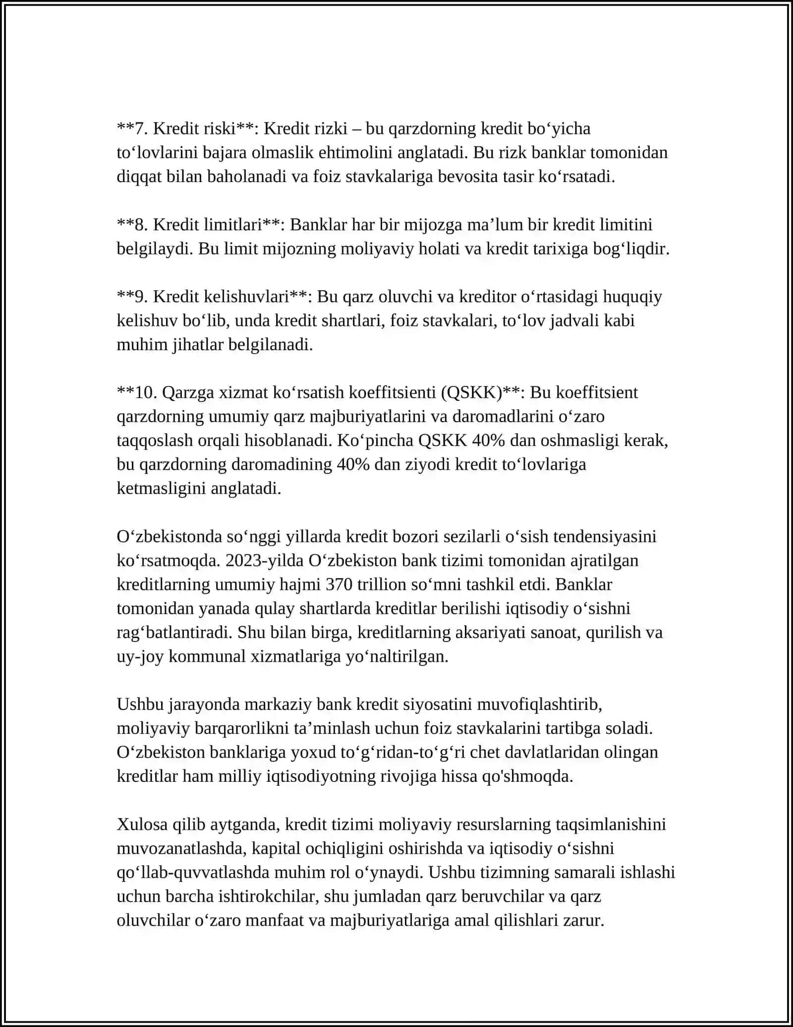 KREDIT TIZIMINING INSTITUTSIONAL VA FUNKSIONAL KOMPONETLARINING MAZMUNI TUZULISHI 4