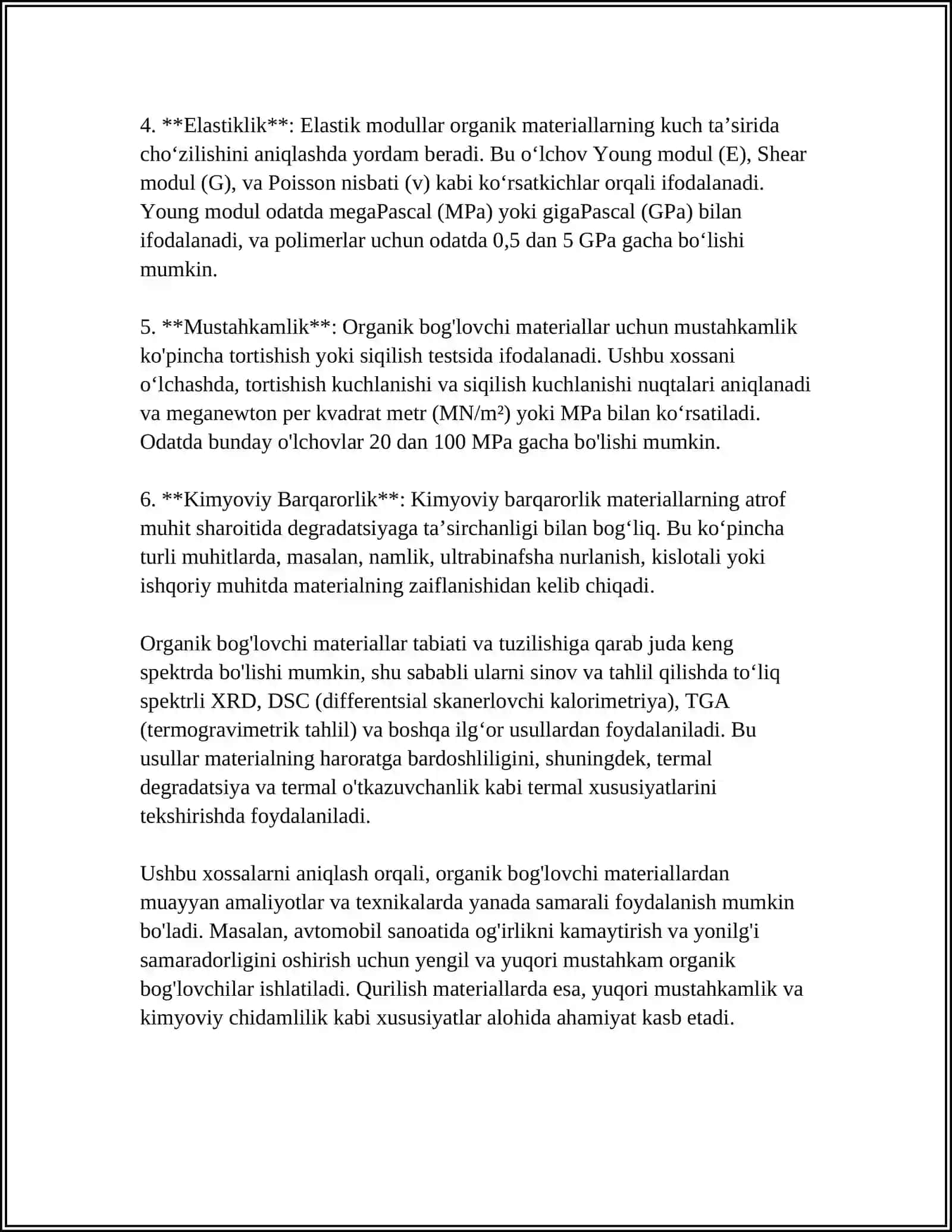 ORGANIK BOGʻLOVCHI MATERIALLARNI XOSSALARINI ANIQLASH USULLARI 4