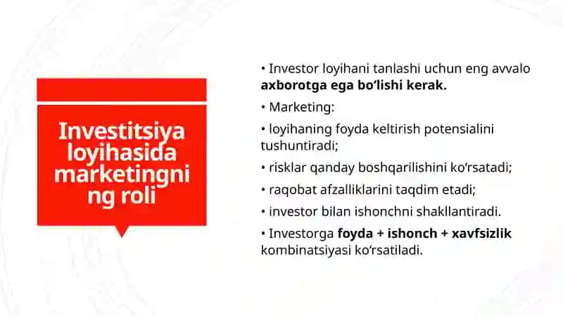Investitsiya Loyihalari Marketingi 4