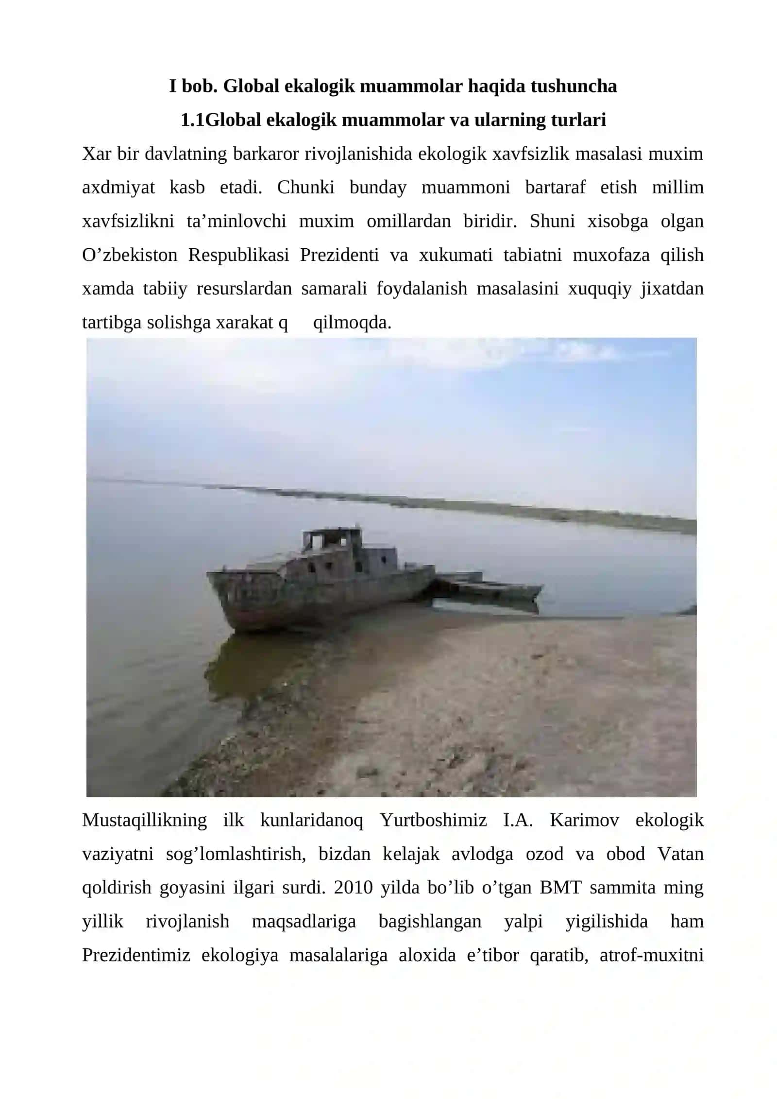 Global ekologik muammolarning kelib chiqish sabablari va ularni hal qilish chora tadbirlari 4