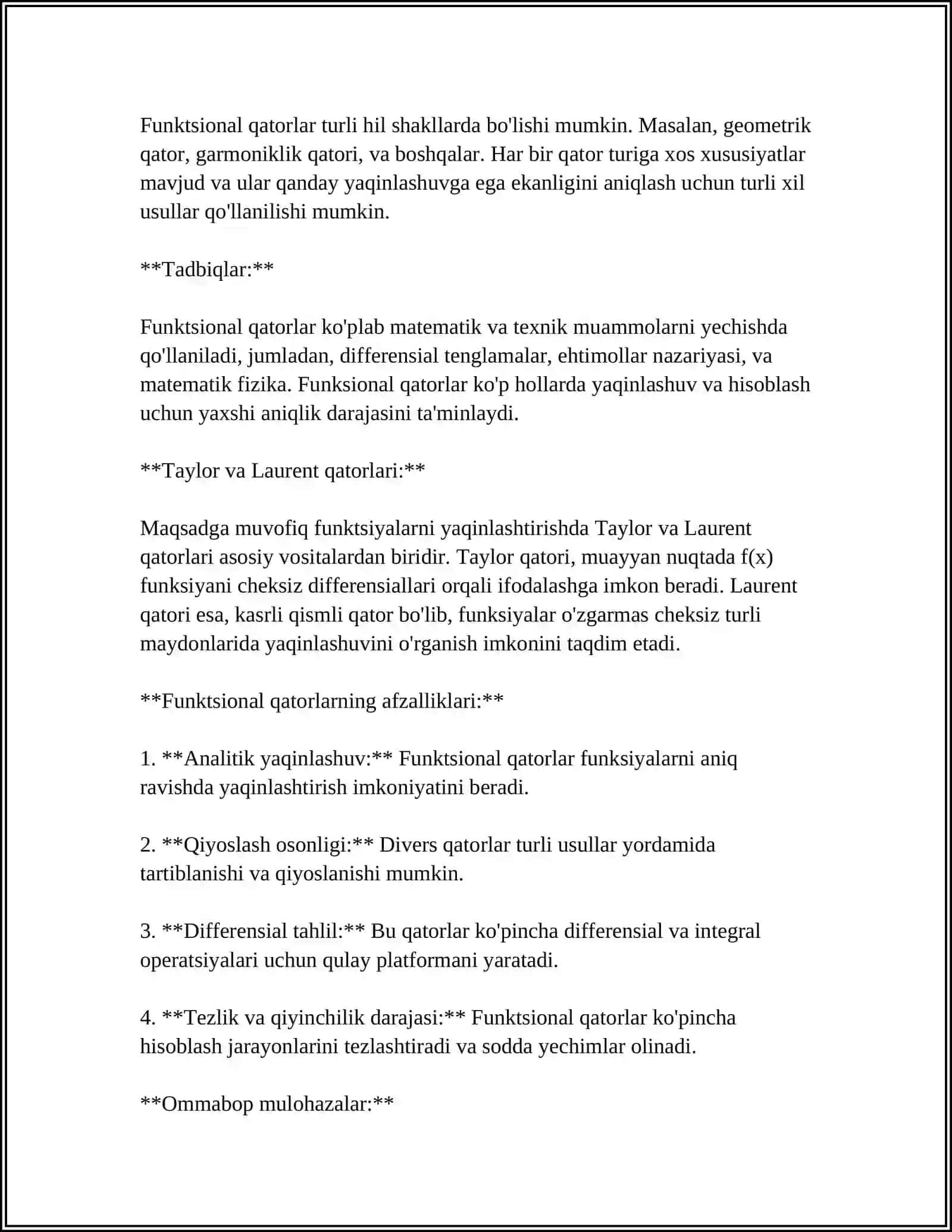 MOLIYAVIY TAVAKKALCHILIKNI MODELLASHTIRISHDA FUNKSIONAL QATORLARNING TATBIQLARI 4