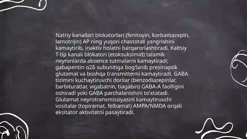 Epilepsiyaga qarshi vositalar, Litiy tuzlari, Sedativ vositalar 4