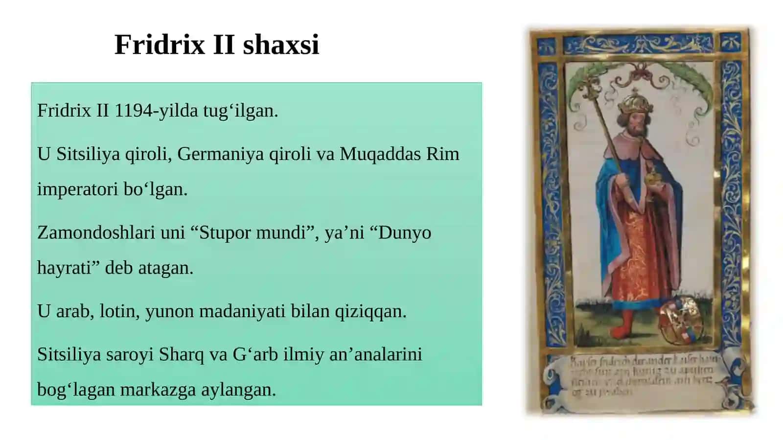 Imperator Fridrix II ning Italiyada lotin tarjimachiligining shakllanishi 4