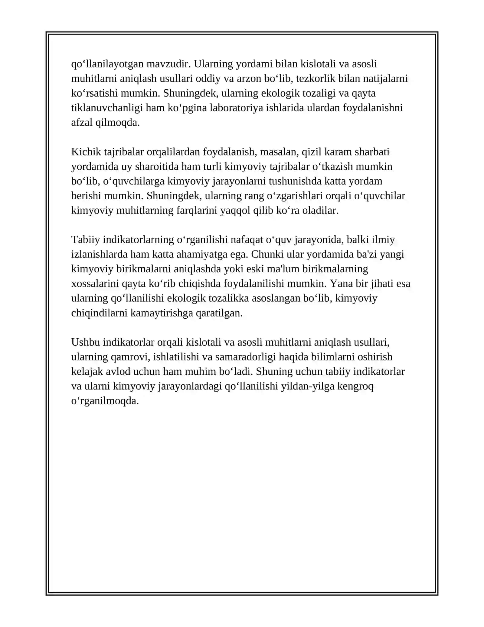 RANGLAR TILIDA KIMYO. TABIIY INDIKATORLAR YORDAMIDA KISLOTA VA ASOSLARNI ANIQLAYMIZ 4