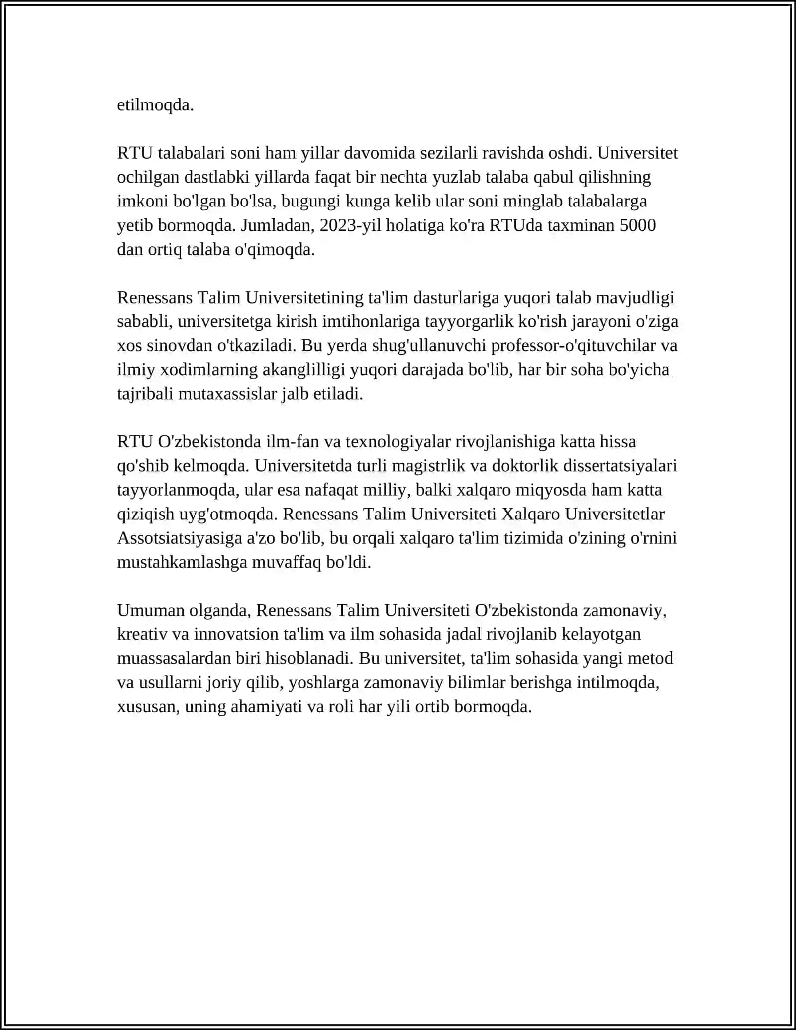 Mavzu: RENESSANS TALIM UNIVERSITETI 4