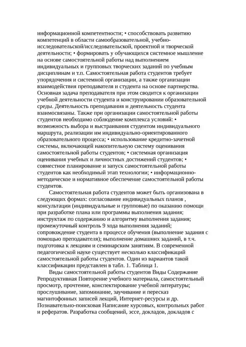 Структура самостоятельной работы студентов в высшей школе 4