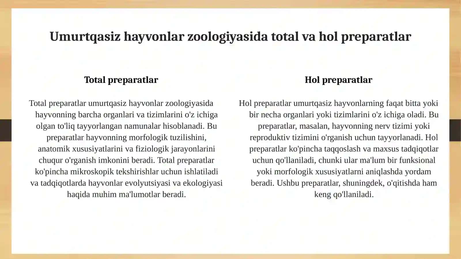 Umurtqasiz hayvonlar zoologiyasidan total yoki hol preparat tayyorlash 4