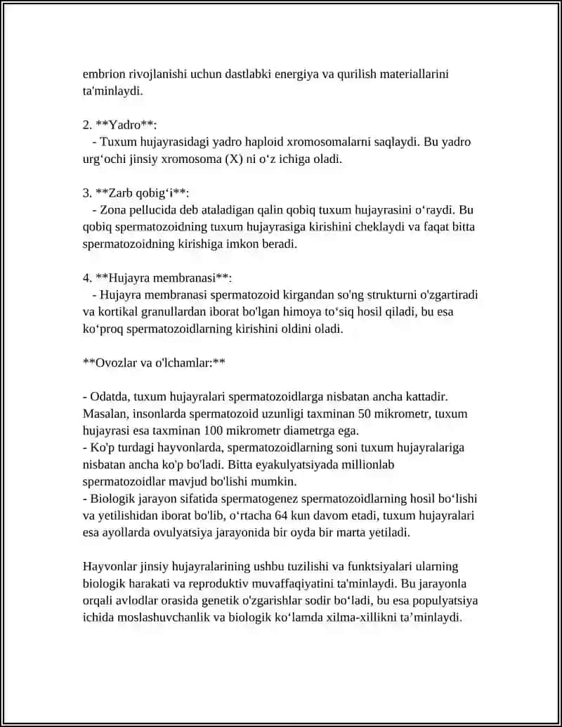 HAYVONLARDA JINSIY HUJAYRALARNING TUZILISHI,TOVUQ EMBRIONINING TARAQQIYOTI 4