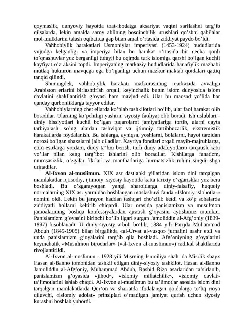 Diniy fundamentalizm, radikalizm va terrorizmning tarixi va yo`nalishlari 4