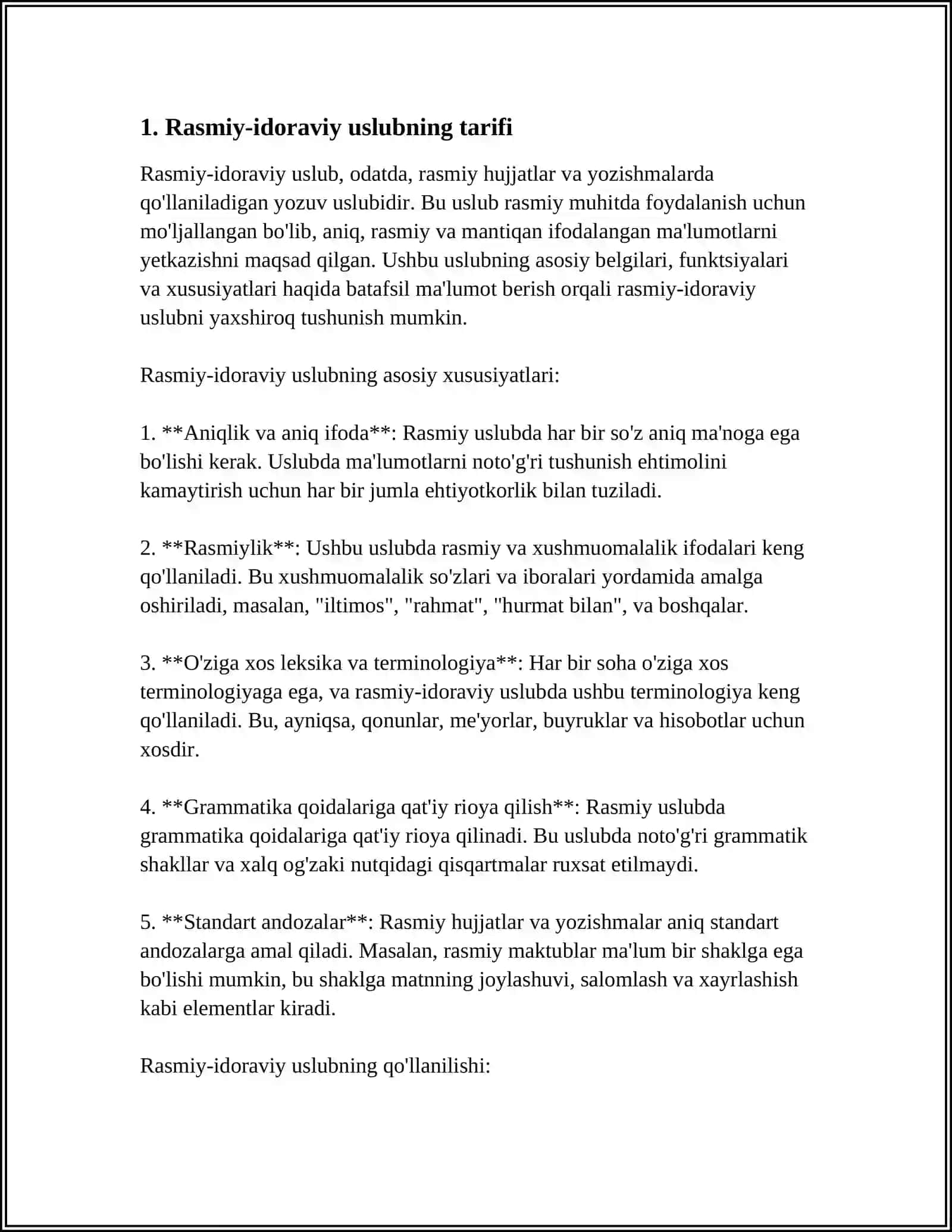 RASMIY IDORAVIY USLUB HAQIDA REFERAT TAYYORLASH 4