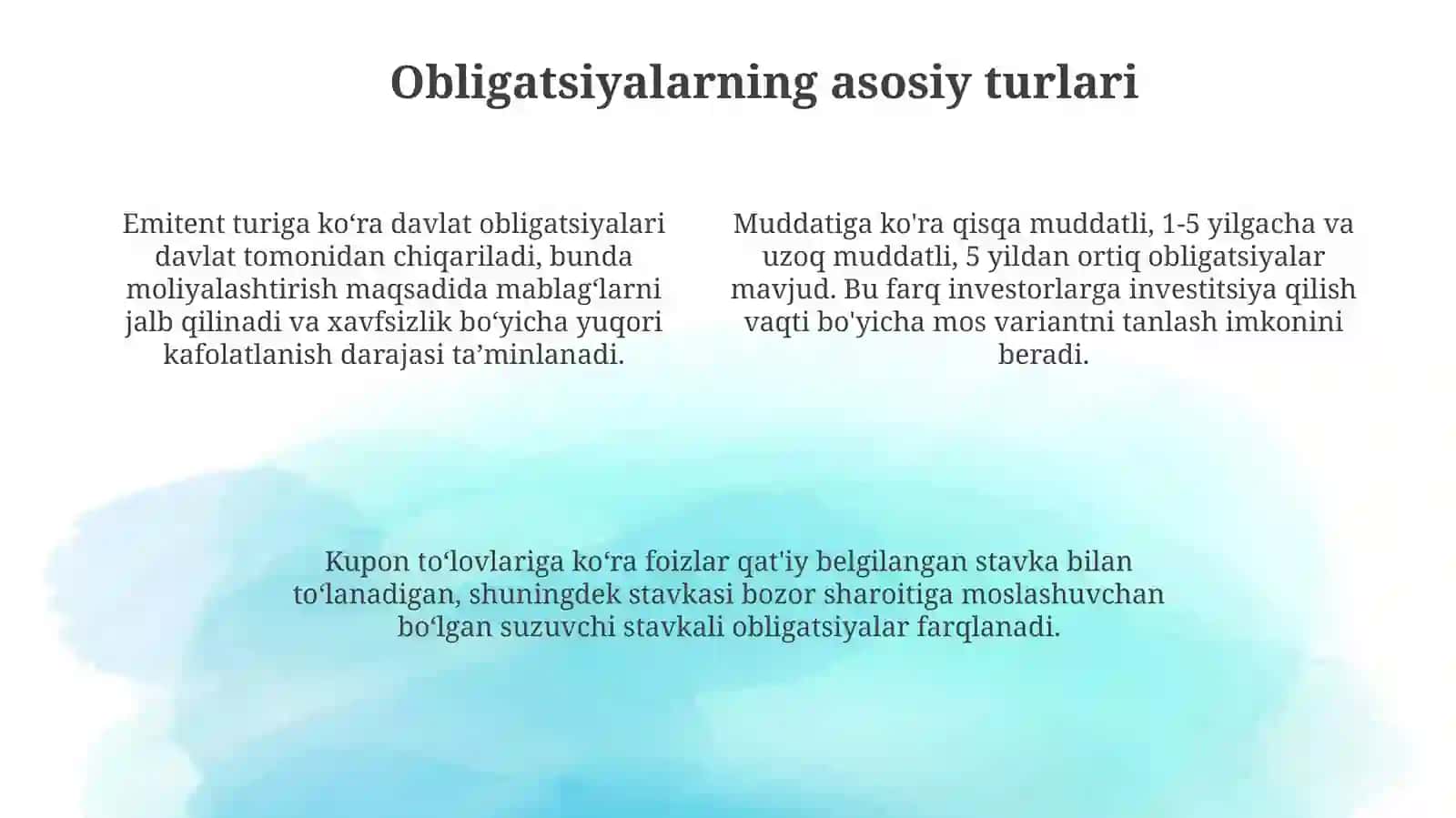Obligatsiyaning qarzinstrumenti sifatidagi mohiyati va asosiy turlari 4