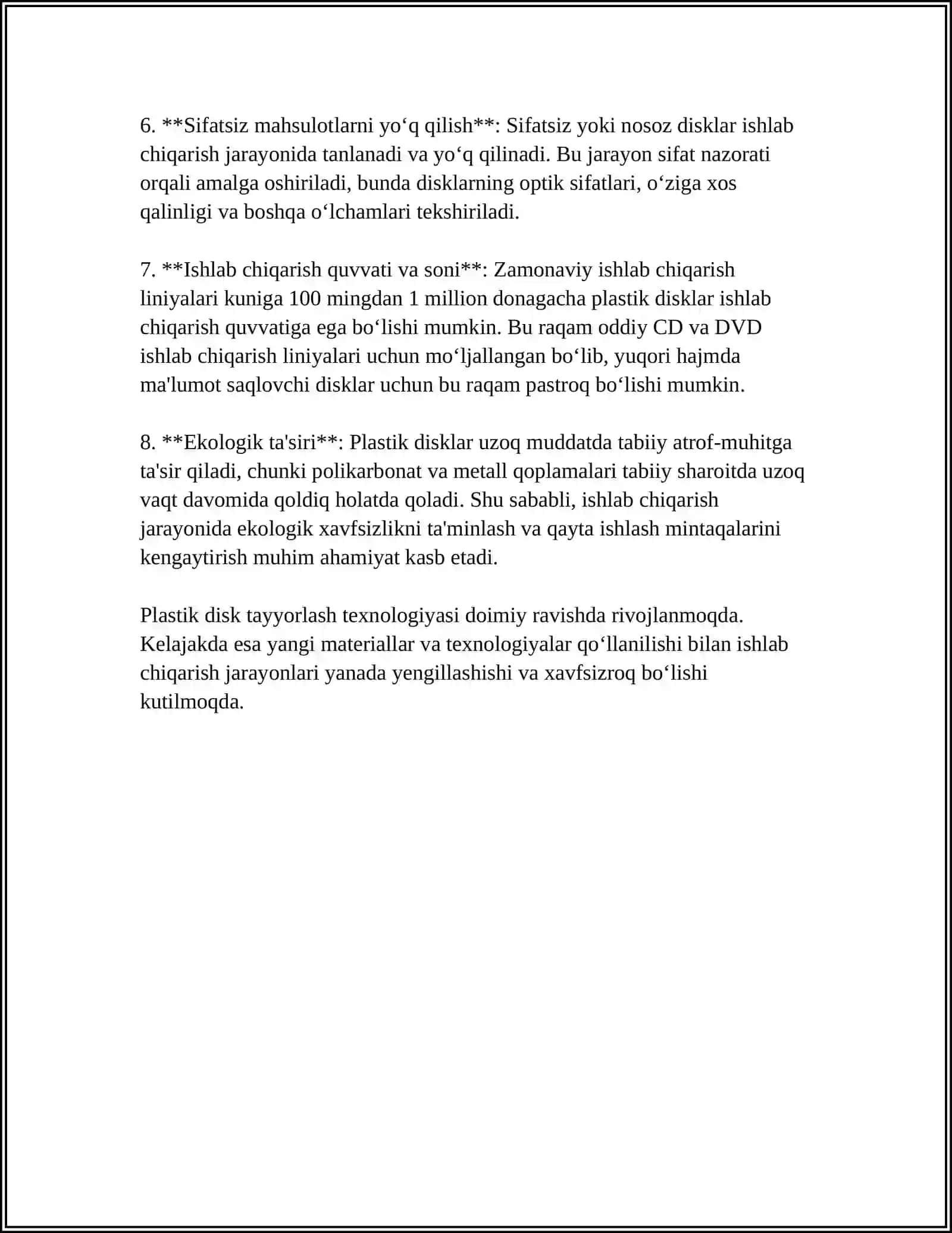MUSTAQIL ISH Mavzu: DISK TIPIDAGI DETALLARNI TAYYORLASH 4