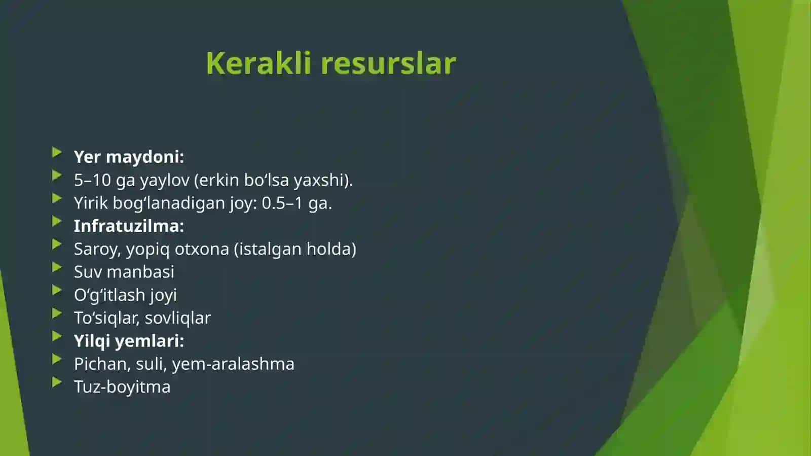 YILQICHILIK XO‘JALIGI UCHUN BIZNES REJA 4