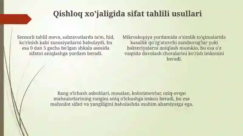 Sifat va miqdoriy tahlilning usullari va qishloq xo'jaligida ahamiyati 4