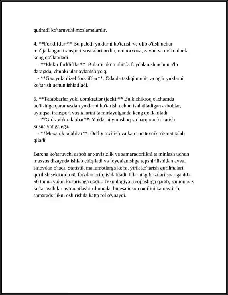 KOTARUVCHI ASBOBLARNING TUZILISHI KOTARISHI QOYDASI VA TARTIBI 4