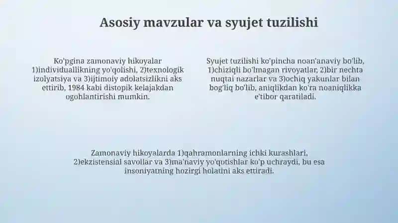 Zamonaviy hikoyalar 4