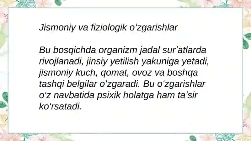 Yoshlik davrining psixologik xususiyatlari 4