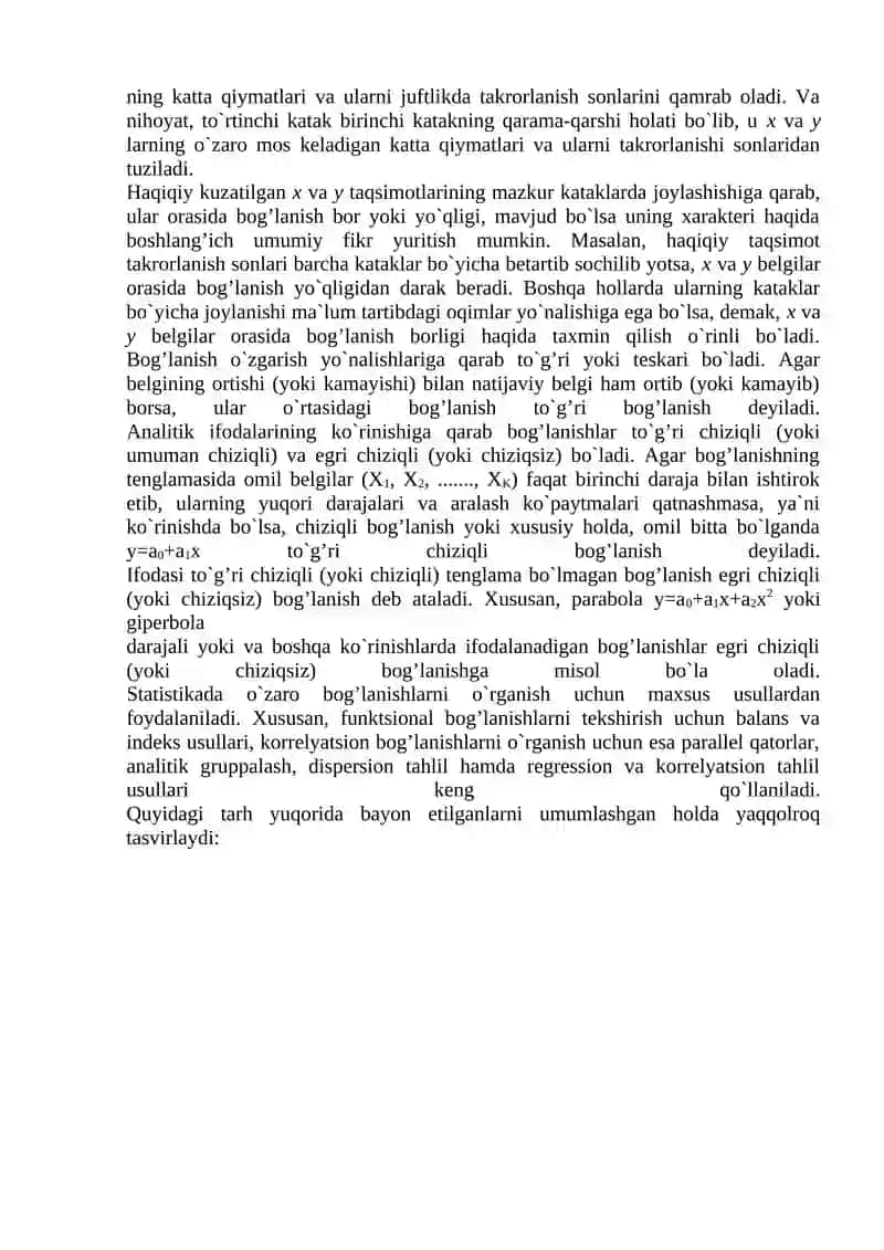 O`zaro bog‘lanishlarni statistik o‘rganish 4